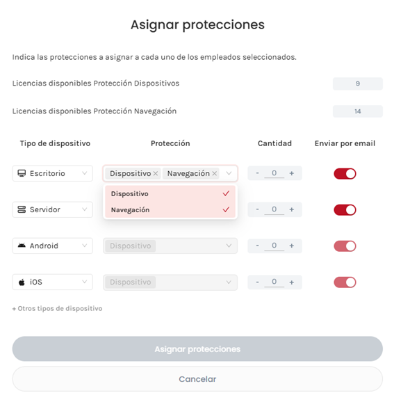 Asignar protecciones